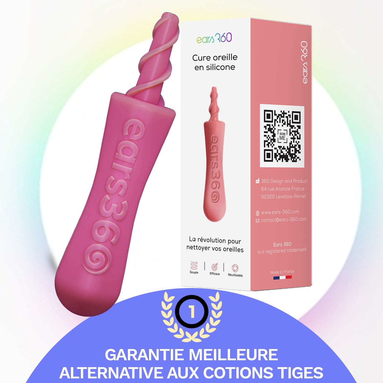 Ears 360 - Le Coton Tige Spirale Réutilisable en Silicone