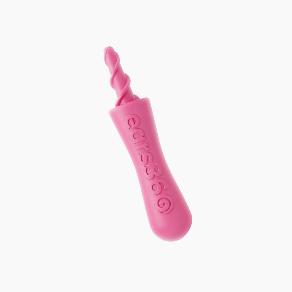 Nettoyeur d'oreille Ears 360 rose en silicone souple, embout en spirale