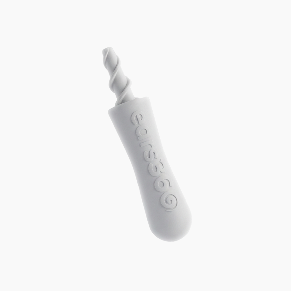 Nettoyeur d'oreille Ears 360 blanc en silicone souple, embout en spirale