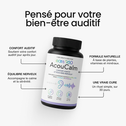 Pensé pour votre bien-être auditif : confort auditif, équilibre nerveux, formule naturelle, une vraie cure de 30 jours