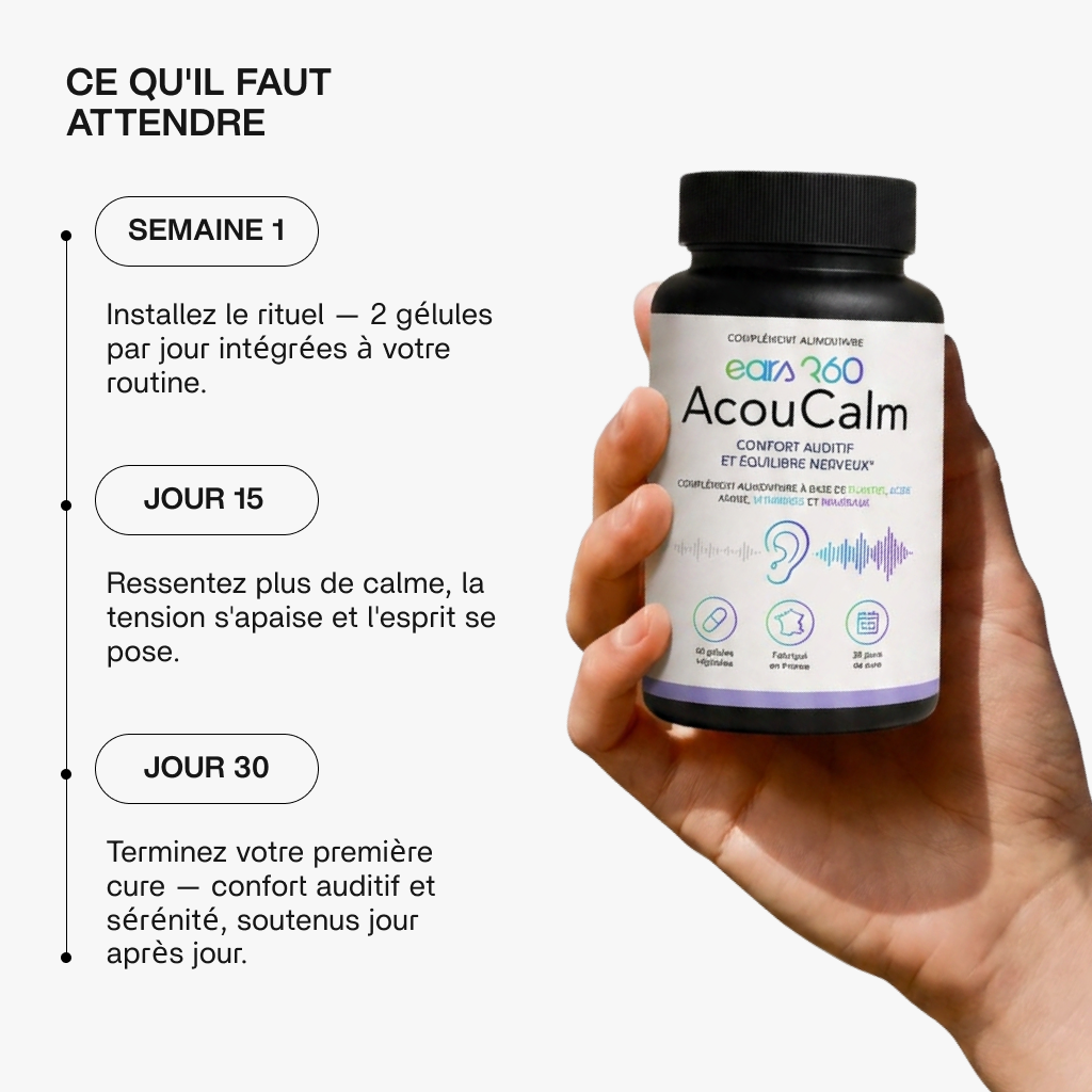 Ce qu'il faut attendre : semaine 1 le rituel, jour 15 plus de calme, jour 30 fin de la première cure